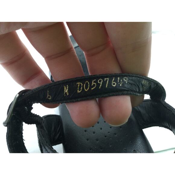 SAS Strippy Black Leather Quarter Strap Wedge Sandal Womens 6N - Picture 10 of 10